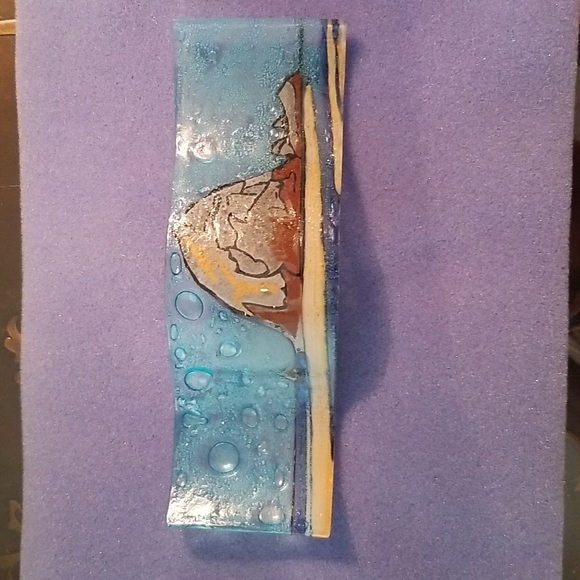 Fused Glass Art Wave Handmade by Alaska Artist - Picture 2 of 4